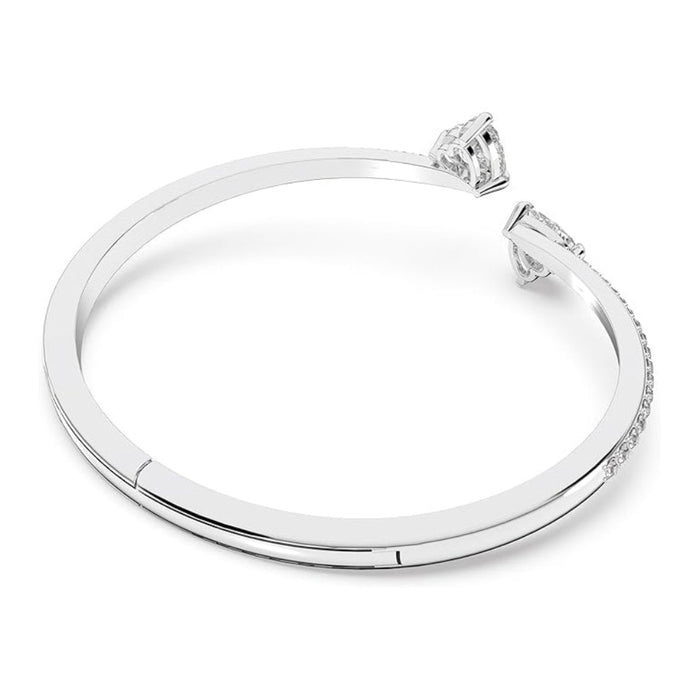 Swarovski Women's Heart-Shaped Clear Crystals on a Rhodium Finish Cuff Small Size Mesmera Bangle Bracelet - 5535354