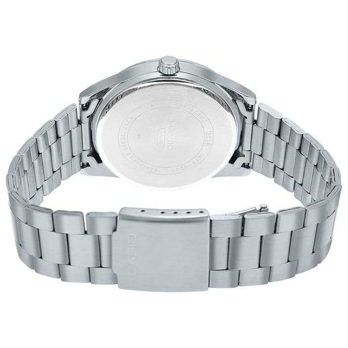 Casio Men's Blue Dial Silver Stainless Steel Band Analog Japanese Quartz Watch - MTP-VD03D-2AUDF