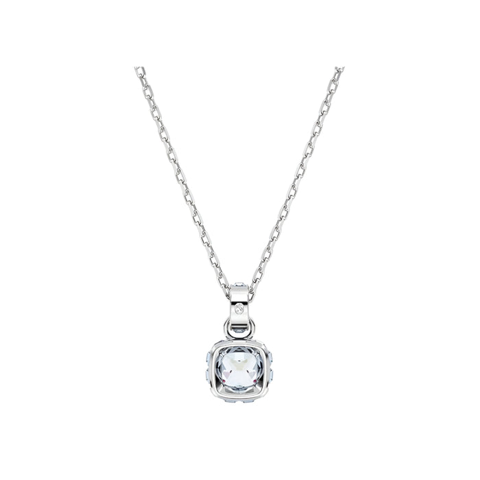 Swarovski Women's Blue Square-Cut Stone and Crystals in a Rhodium-Finished Setting March Birthstone Pendant Necklace - 5651794