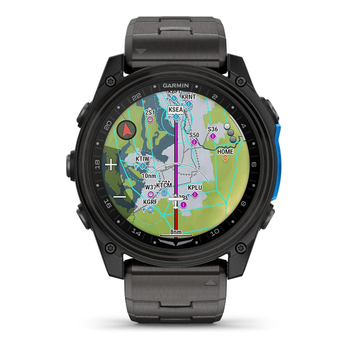 Garmin D2™ Mach 2 – 51 MM Unisex Carbon Gray DLC Titanium With Titanium Bracelet Advanced Flight Maps LED Flashlight Built-in Microphone/Speaker For Calls And Texts Premium Aviator Smartwatch With GPS - 010-02905-30