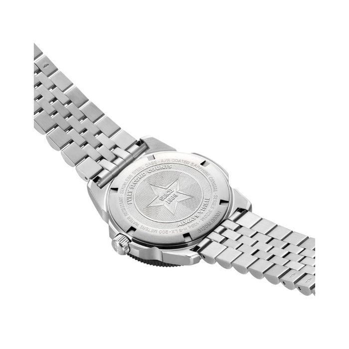 Luminox Men's Dark Blue Dial Silver Stainless Steel Band And A Navy Blue Rubber Strap Analog Swiss Quartz Pacific Diver Ripple Dive Watch - XS.3123M.SET.1