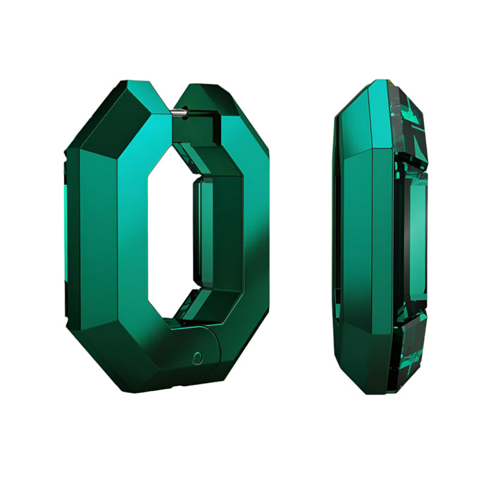 Swarovski Women's Green Octagon-Shaped Crystals Lucent Small Hoop Earrings - 5680786