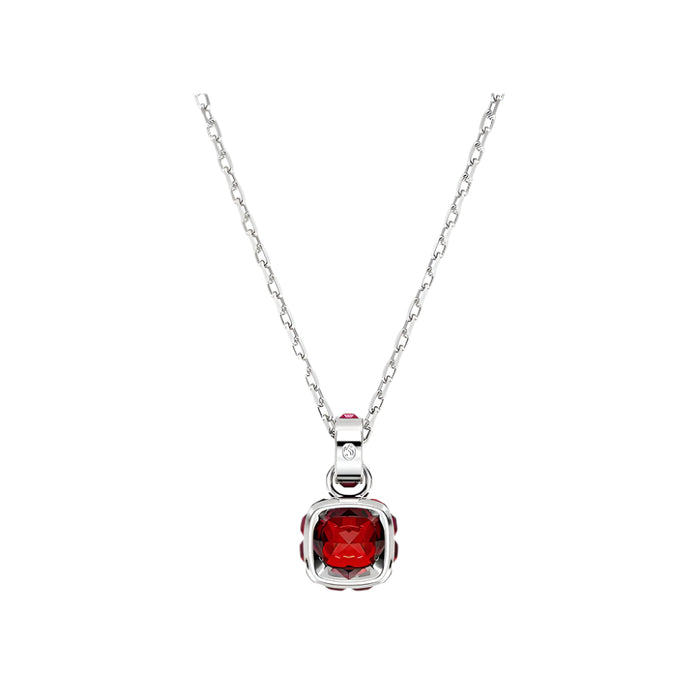 Swarovski Women's Red Square-Cut Stone and Crystals in a Rhodium-Finished Setting January Birthstone Pendant Necklace - 5651709