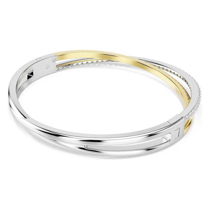 Swarovski Women's Clear Cubic Zirconia Mixed Metal Finish Round Cut Hyperbola Bangle Bracelet - 5689720