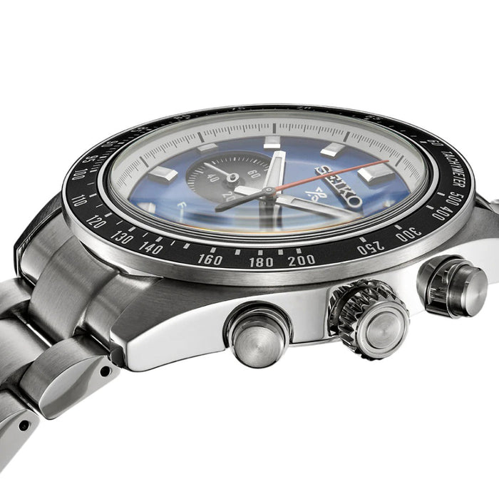 SEIKO Men's Blue Dial Silver-Tone Stainless Steel Band Chronograph Quartz Watch - SSC931