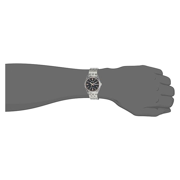 Casio Men's Black dial Silver Band Analog Quartz Watch - MTP-1335D-1A2VDF