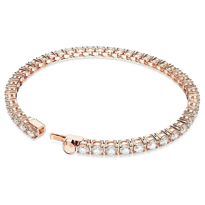 Swarovski Women's Clear Rose Gold-Tone Finished Round Cut Crystals Large Matrix Tennis Bracelet - 5657661