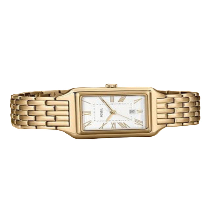Fossil Raquel Women's Silver Dial Gold Stainless Steel Band Analog Quartz Three-Hand Watch - ES5220