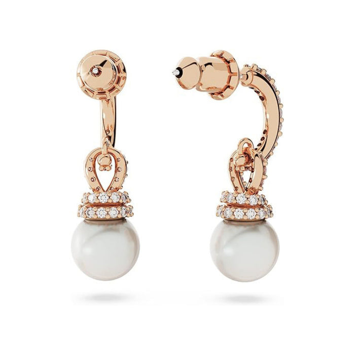 Swarovski Women's Clear Stones In A Rose Gold-Tone Finished Setting Originally Pearl Drop Earrings - 5669524