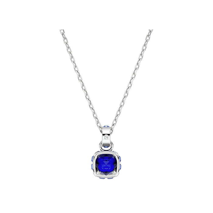 Swarovski Women's Blue Square-Cut Stone and Crystals in a Rhodium-Finished Setting September Birthstone Pendant Necklace - 5651790