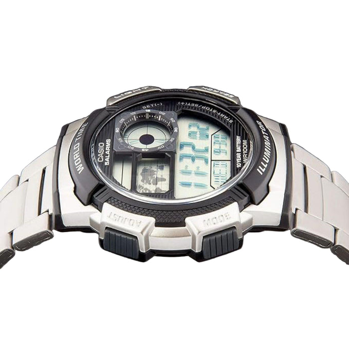 Casio Men's Gray dial Silver band Digital Quart Watch - 5E-APFF-5LZ7