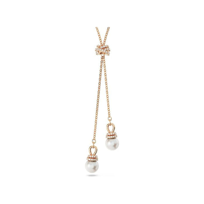 Swarovski Women's Clear Stones and Pearls in a Rose Gold-Tone Finished Setting Originally Y Pendant Necklace - 5669521