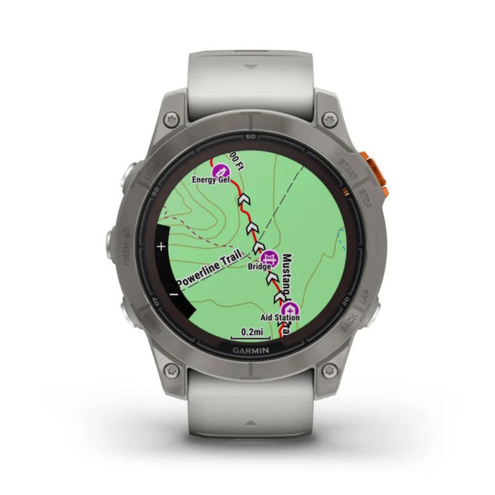 Garmin fenix 7 Pro Sapphire Solar Built-in Flashlight Solar Charging Capability Fog Gray/Ember Orange Multisport GPS Smartwatch - 010-02777-20