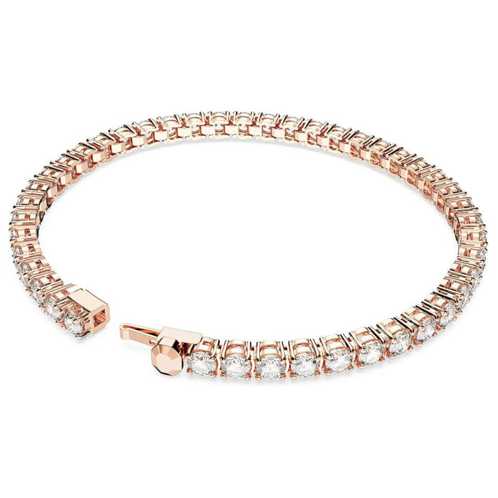 Swarovski Women's Clear Rose Gold-Tone Finished Round Cut Crystals Extra Large Matrix Tennis Bracelet - 5657660