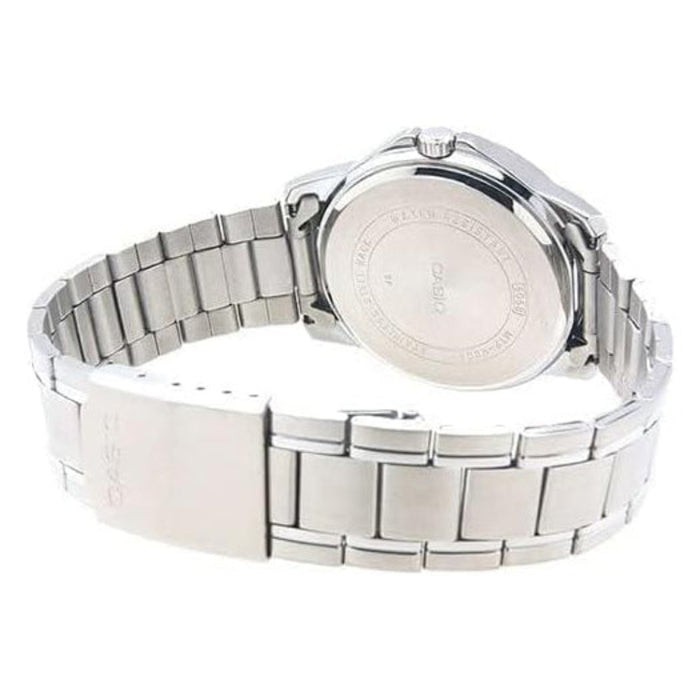 Casio Men's Black Dial Silver Stainless Steel Band Analog Japanese Quartz Watch - MTP-V004D-1BUDF