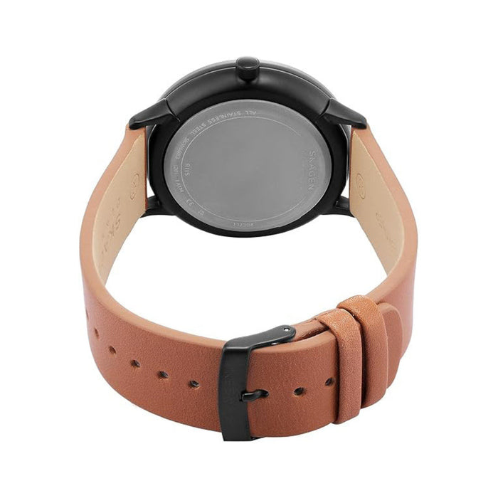 Skagen Riis Men's White Dial Brown Leather Band Analog Quartz Watch - SKW6883