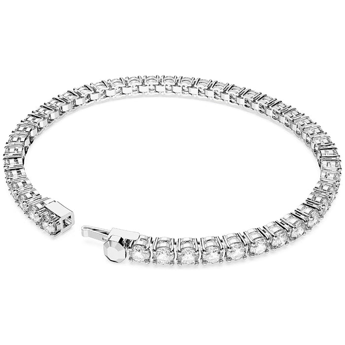 Swarovski Women's Round Clear Stones on Rhodium Finished Band Medium Size Matrix Tennis Bracelet - 5648937