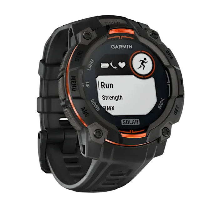 Garmin Instinct® 3 45 MM Unisex Black Solar Charged Display Metal-Reinforced Bezel Built-in Flashlight Rugged Outdoor GPS Smartwatch - 010-02934-00