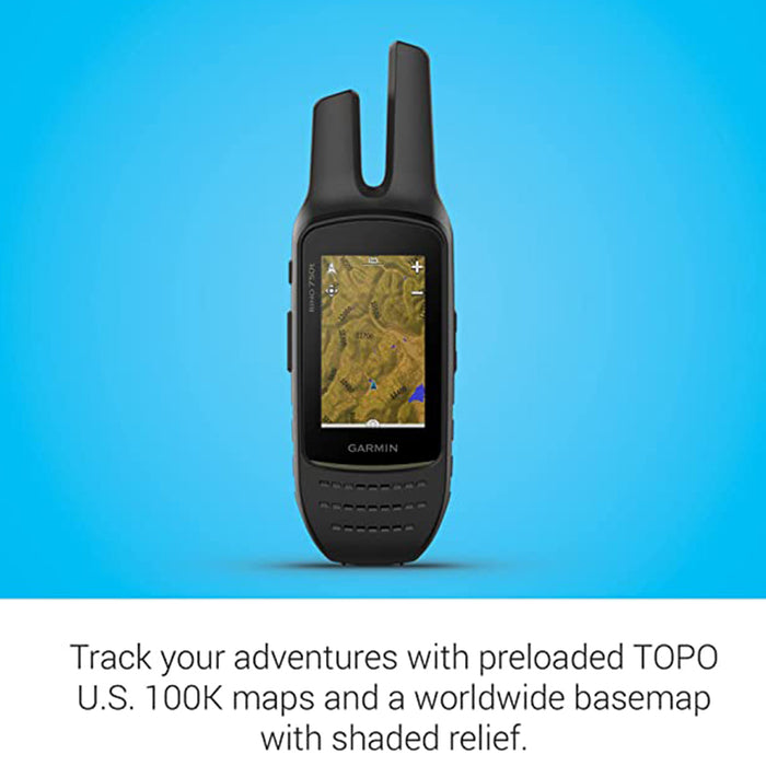 Garmin Rino 750t Two-Way Radio with Touchscreen and Topo Mapping GPS Navigator - 010-01958-30