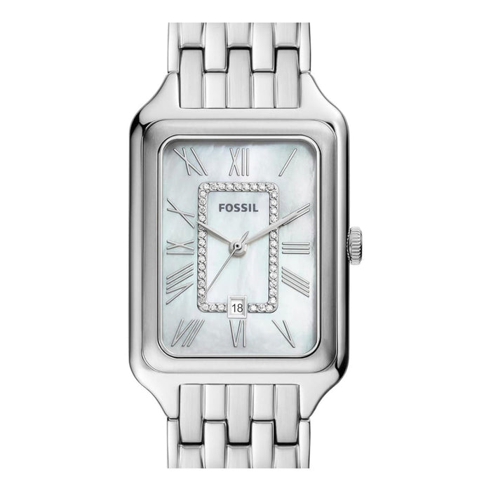 Fossil Raquel Women's White Dial Silver Stainless Steel Band Analog Quartz Three-Hand Watch - ES5306