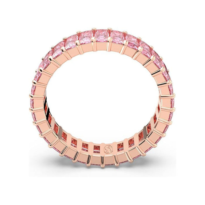 Swarovski Women's Baguette Cut Pink Crystal Rose Gold-tone Finish Size 5 Matrix Ring - 5648286