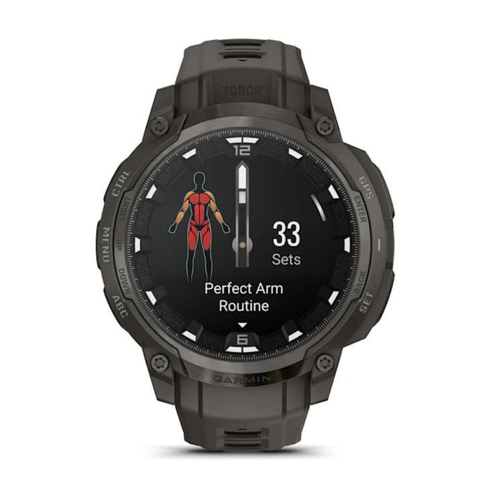 Garmin Instinct® Unisex Charcoal With Charcoal Silicone Band Crossover AMOLED Analog Watch Hands And Bright AMOLED Display Rugged Hybrid GPS Smartwatch  - 010-03398-00