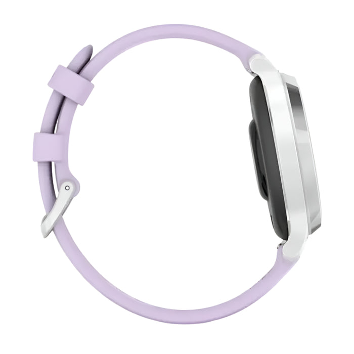 Garmin Lily 2 Active Women's Silver With Purple Jasmine Silicone Band Built-in GPS Hidden Display Patterned Lens Up To 9 Days Battery Life Small and Stylish Smartwatch - 010-02891-01