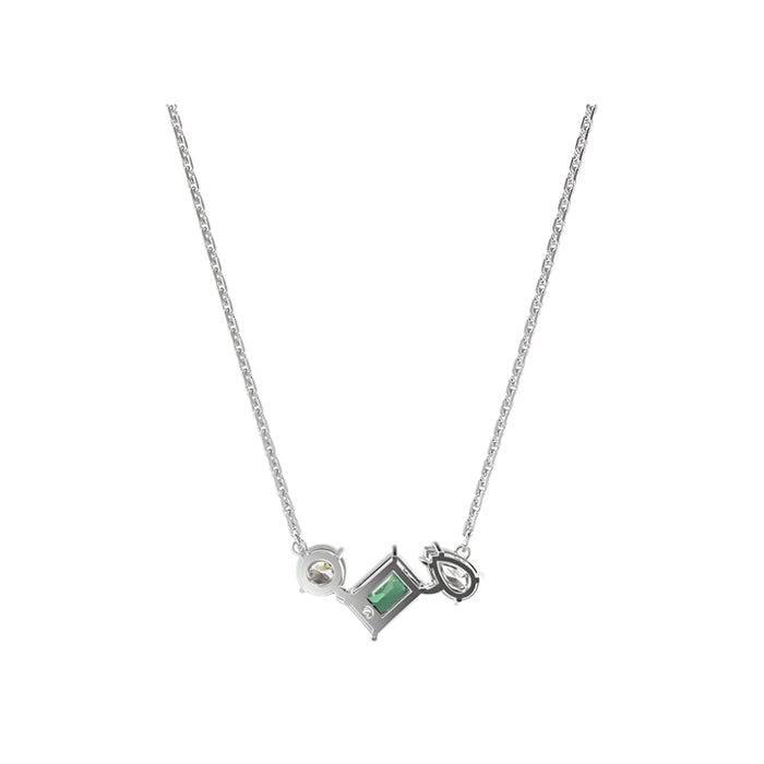 Swarovski Women's Green and Clear Mixed-Cut Stones on a Rhodium Finished Chain Mesmera Necklace - 5668278