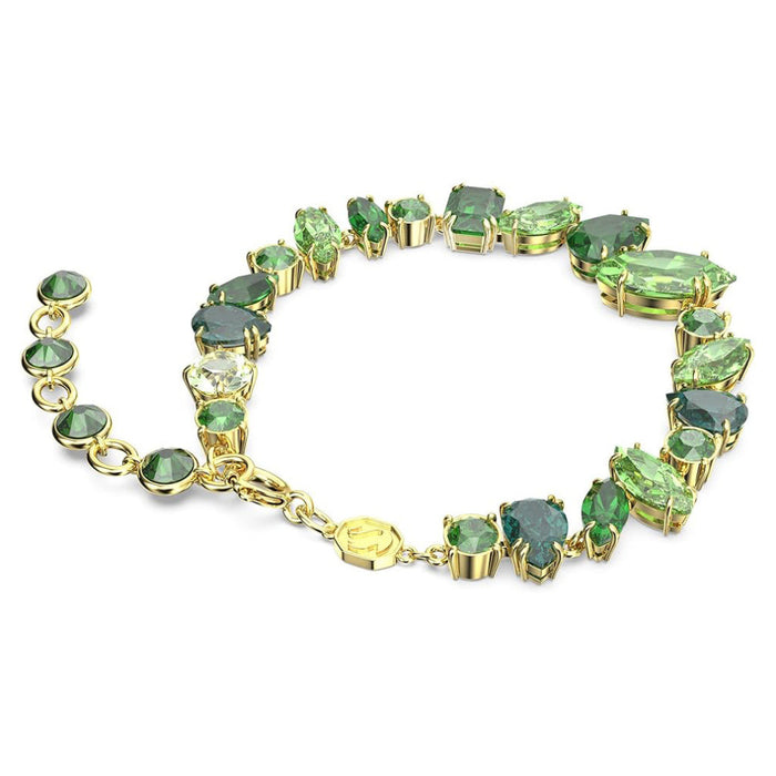 Swarovski Women's Green Crystals Mixed Cuts on Gold-Tone Finished Band Gema Soft Bracelet - 5652822