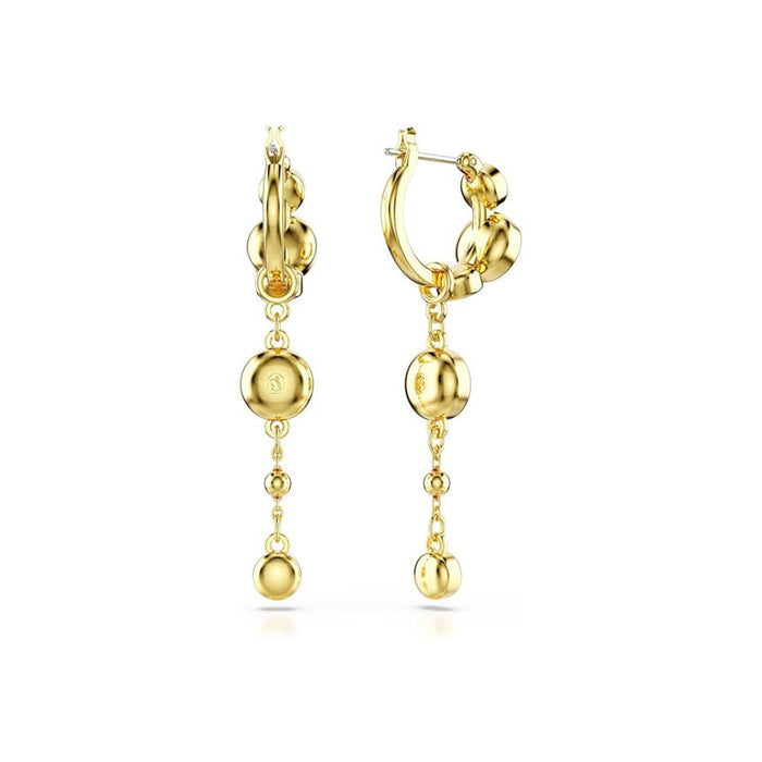 Swarovski Women's Mini Hoop Design With Clear Round-Cut Crystals In Gold-Tone Finished Puffy Bezel Settings Imber Drop Earrings - 5680097