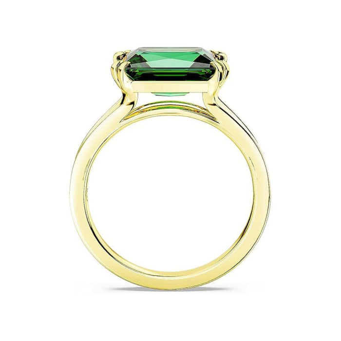 Swarovski Part of the Stilla Collection Women's Green Rectangular-Cut Stone in a Gold-Tone Finished Setting Size 8 Stilla Cocktail Ring - 5677147