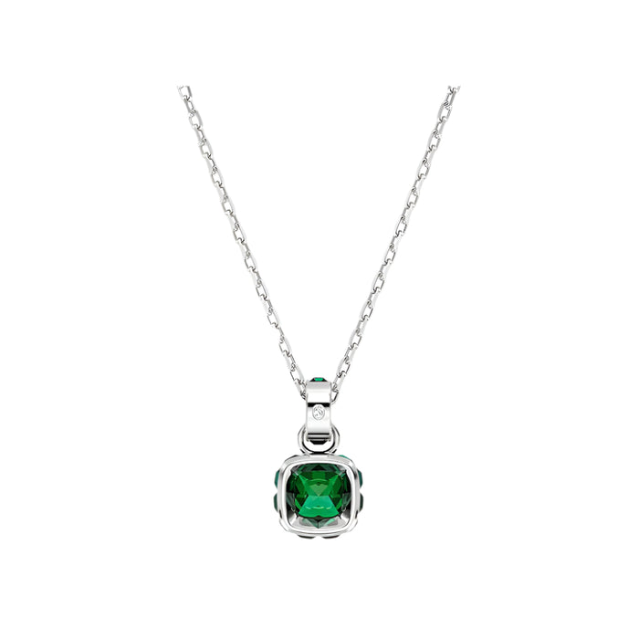 Swarovski Women's Green Square-Cut Stone and Crystals in a Rhodium-Finished Setting May Birthstone Pendant Necklace - 5651793