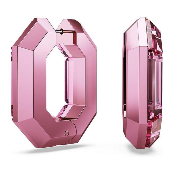 Swarovski Part of the Lucent Collection Women's Pink Octagon-Shaped Crystals Small Hoop Earrings - 5680783
