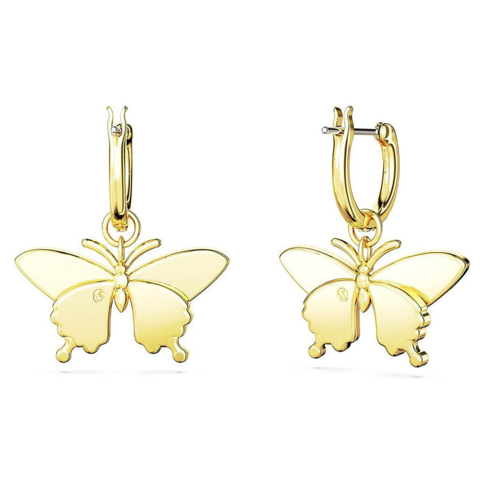 Swarovski Part of the Idyllia Collection Women's Gold-Tone Finished Butterfly Motif with Multicolored Stones Idyllia Drop Earrings - 5670055