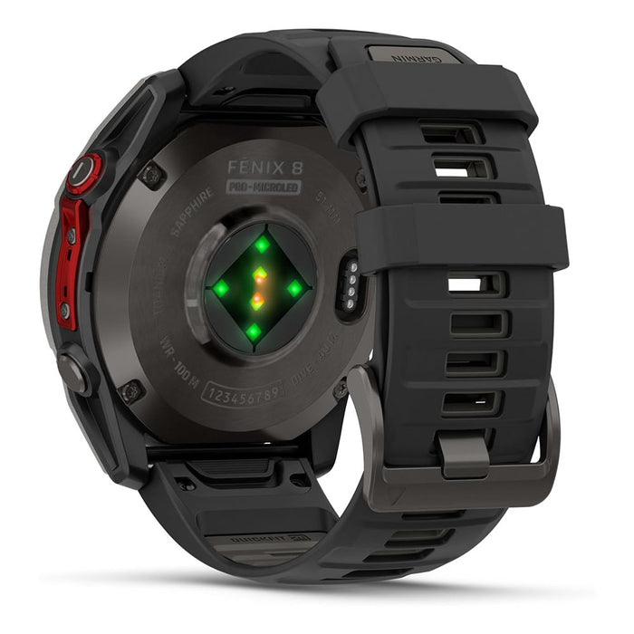 Garmin fēnix 8 Pro 51 MM Unisex Carbon Gray DLC Titanium with Black/Pebble Gray MicroLED Sapphire GPS Smartwatch - 010-03380-00