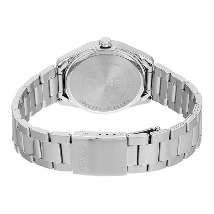Casio Men's Red Dial Silver Stainless Steel Band Analog Quartz Watch - MTP-1302DD-5AVDF