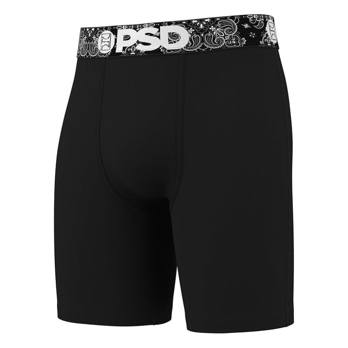 PSD Men's Dark Paisley Cotton Solids 3 Pack Boxer Briefs Medium Underwear - 325180189-BLK-M