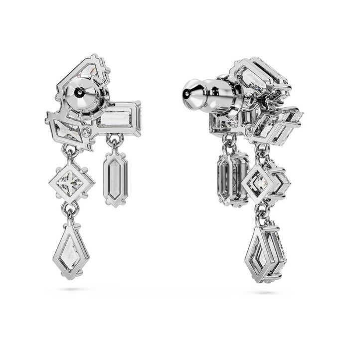 Swarovski Women's Small Mixed-Cut Clear Stones In A Rhodium Finished Setting Mesmera Drop Earrings - 5665825