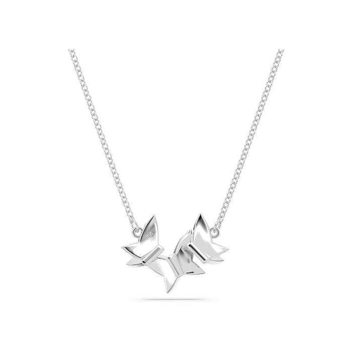Swarovski Women's Blue Crystals in a Rhodium Tone Finished Setting Lilia Butterfly Necklace - 5662181