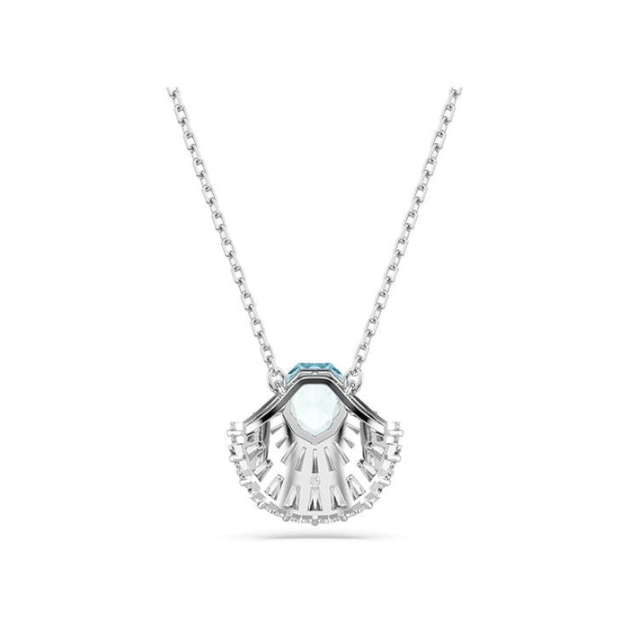 Swarovski Part of the Idyllia Collection Women's Shell Pendant with Blue Center Crystal and Clear Stones in a Rhodium-Finished Setting Idyllia Pendant Necklace - 5689195