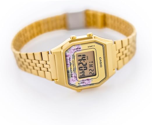 Casio Women's Digital Multicolor Dial Gold Stainless Steel Band Digital Quartz Watch - LA680WGA-4CDF