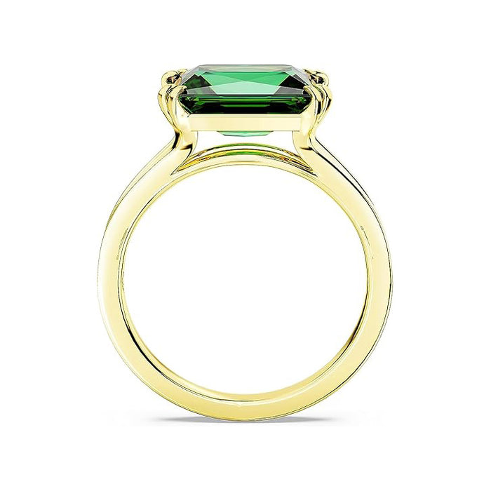 Swarovski Part of the Stilla Collection Women's Green Rectangular-Cut Stone in a Gold-Tone Finished Setting Size 9 Stilla Cocktail Ring - 5677145