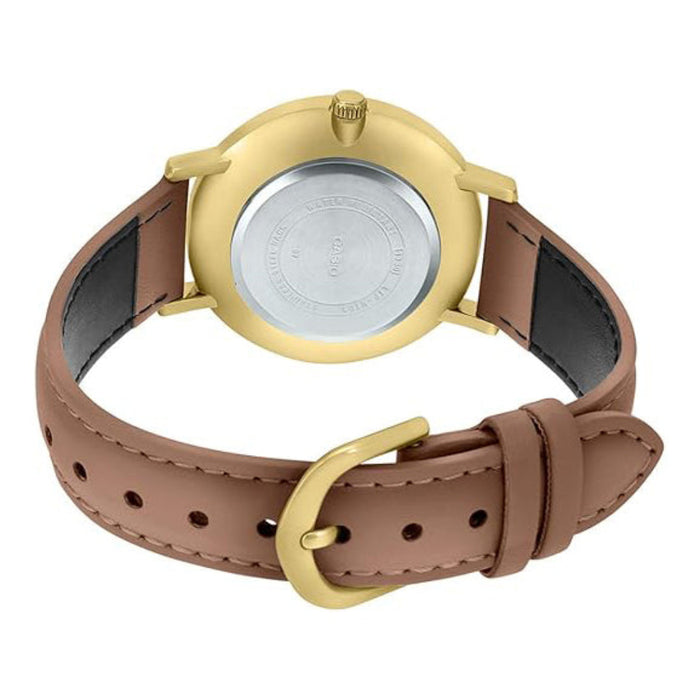 Casio Men's Burgundy Dial Brown Leather Band Analog Japanese Quartz Watch - MTP-VT01GL-5BUDF