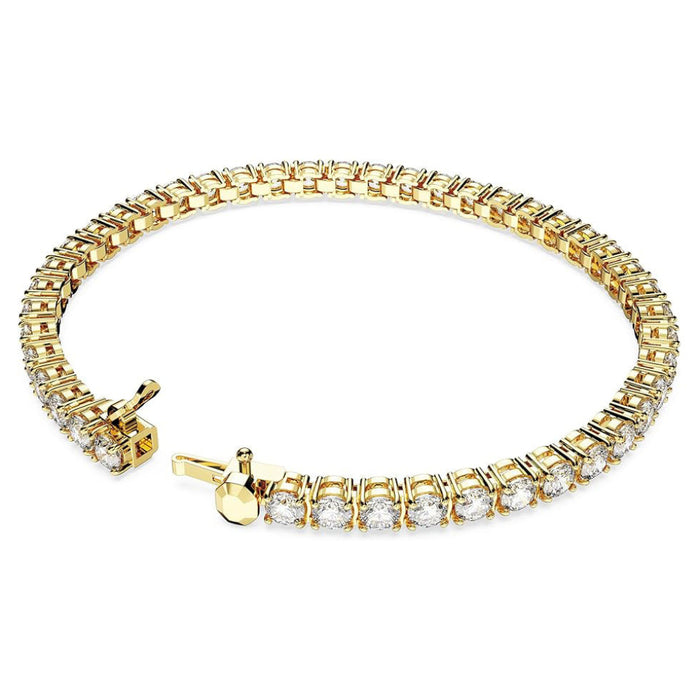 Swarovski Women's Clear Gold-Tone Finished Round Cut Matrix Tennis Bracelet - 5657662