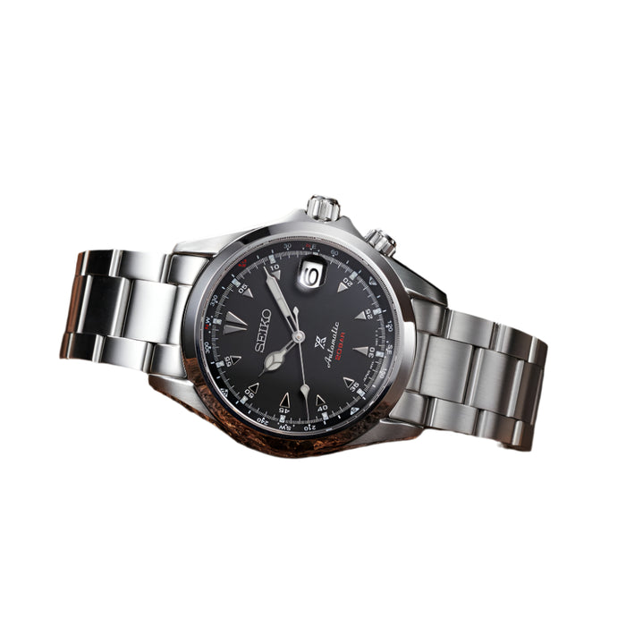 Seiko Prospex Men's Black Dial Silver-Tone Stainless Steel Band Analog Automatic with manual winding capacity Watch - SPB117