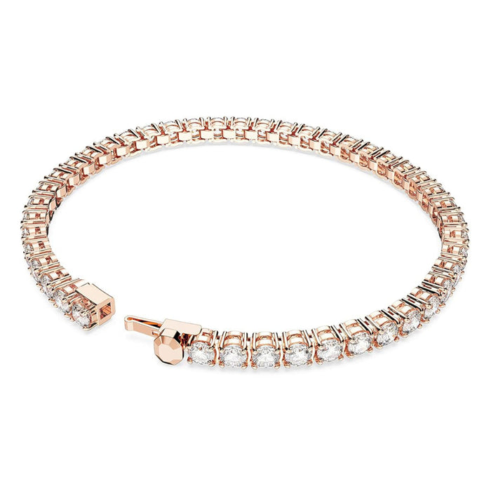 Swarovski Women's Round Clear Stones on Rose Gold-Tone Finished Band Medium Size Matrix Tennis Bracelet - 5657659
