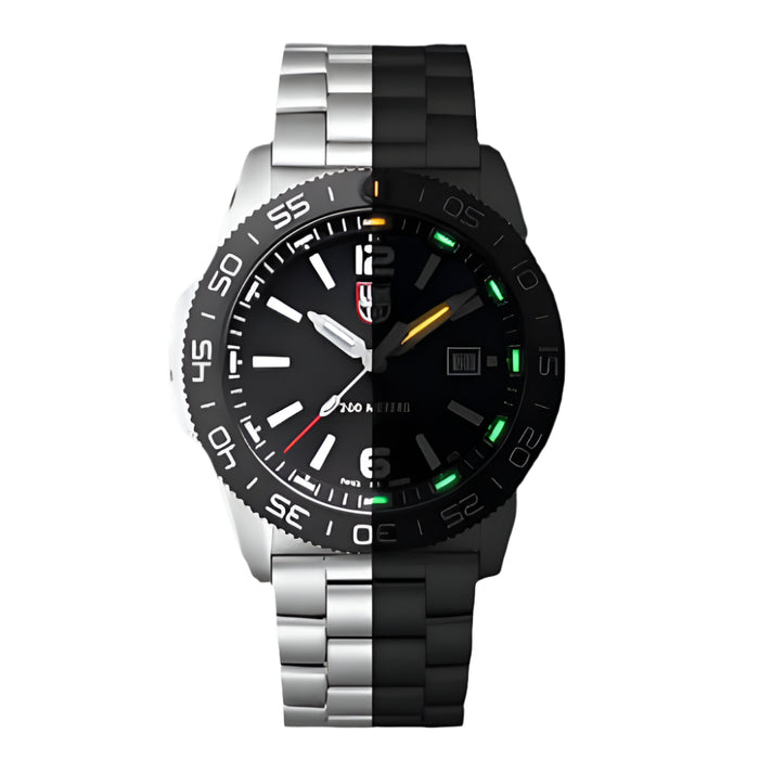 Luminox Men's Pacific Diver 3120 Series Black Dial Silver Stainless Steel Band Quartz Analog Watch - XS.3122-A