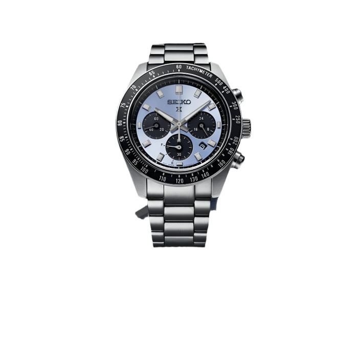 Seiko Prospex Speedtimer Men's Blue Dial Silver Stainless Steel Band Solar Watch - SSC935