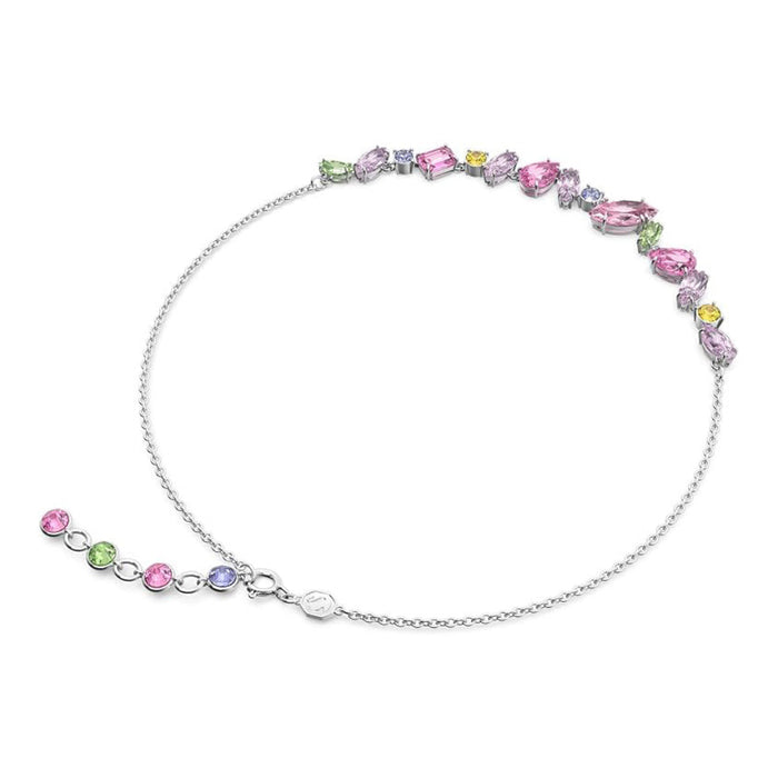 Swarovski Part of the Gema Collection Women's Pink Crystals on a Rhodium Finished Setting Gema Flower Necklace - 5658398