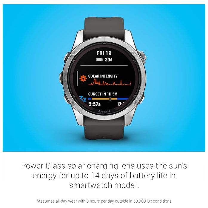 Garmin fenix 7S Built-in Flashlight Solar Charging Capability Graphite Pro Solar Multisport GPS Smartwatch - 010-02776-00